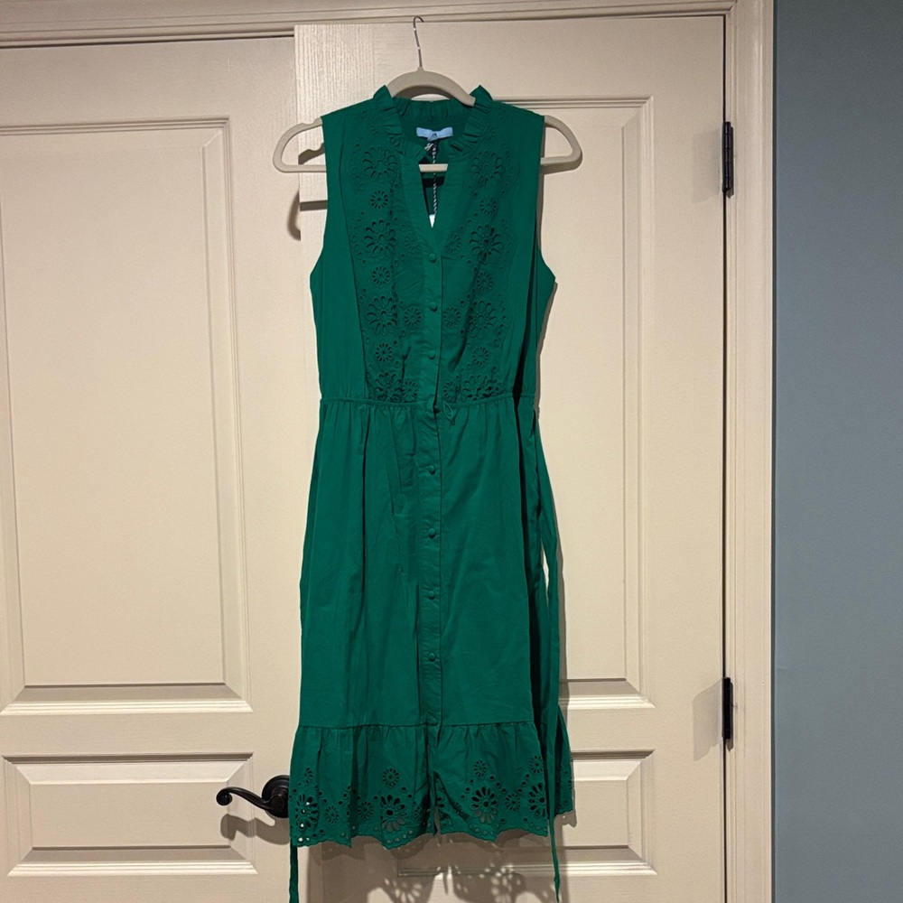 Draper James Sleeveless Emerald Eyelet Midi Dress
